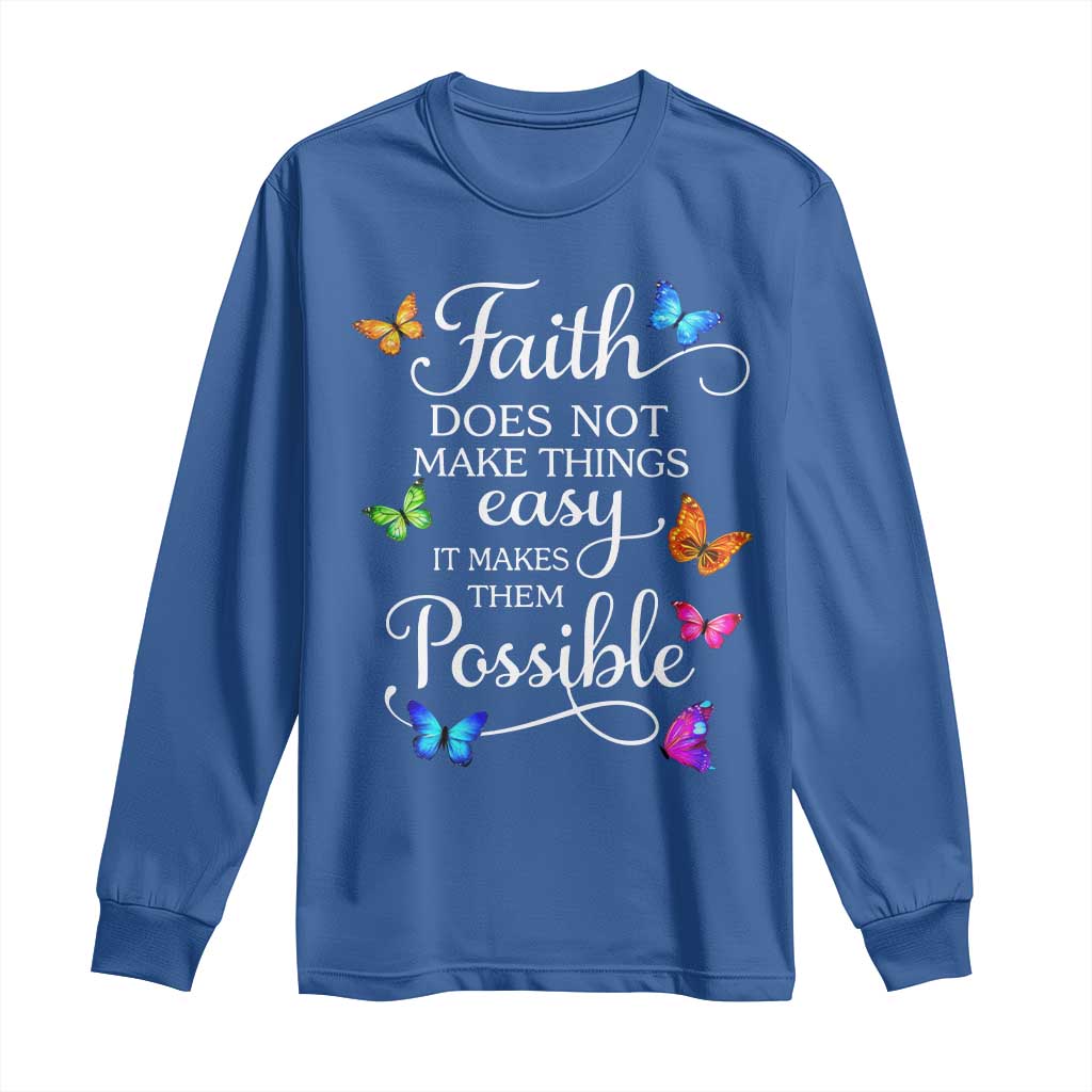 Christian Jesus Long Sleeve Shirt Butterfly Art Bible Verse Printed Faith Blessed Inspirational Girl TS10 Royal Blue Print Your Wear