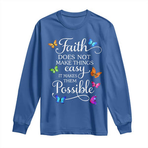 Christian Jesus Long Sleeve Shirt Butterfly Art Bible Verse Printed Faith Blessed Inspirational Girl TS10 Royal Blue Print Your Wear