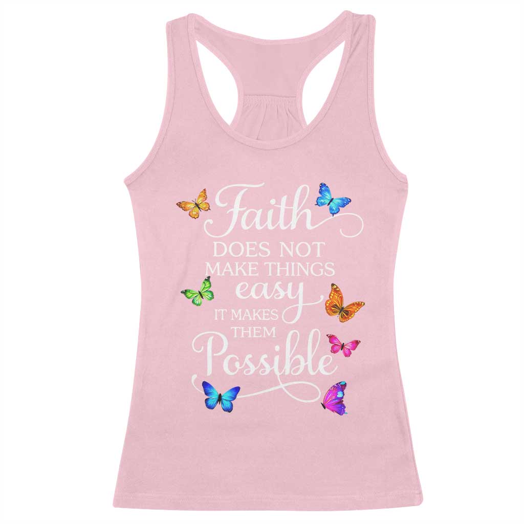 Christian Jesus Racerback Tank Top Butterfly Art Bible Verse Printed Faith Blessed Inspirational Girl TS10 Light Pink Print Your Wear