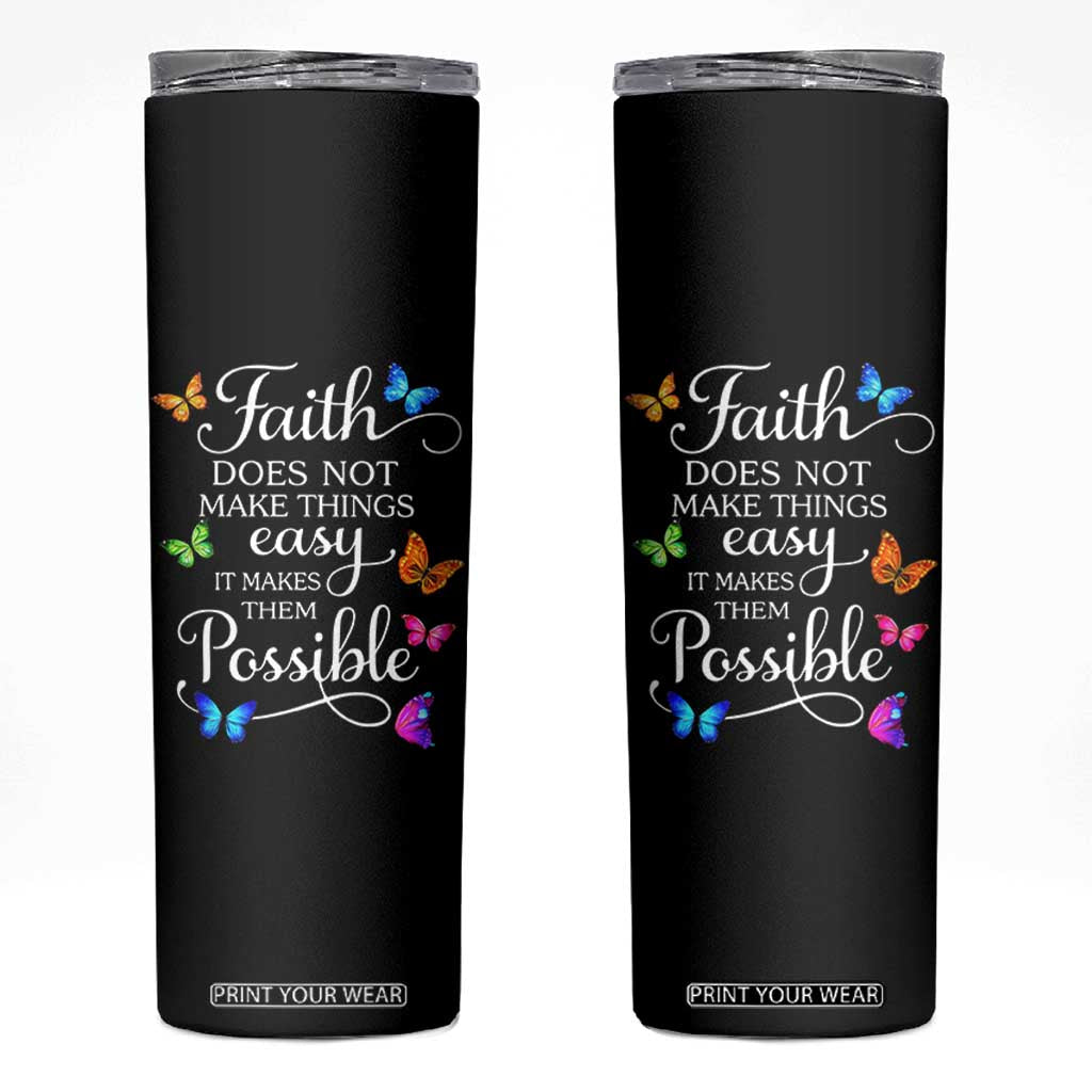 Christian Jesus Skinny Tumbler Butterfly Art Bible Verse Printed Faith Blessed Inspirational Girl TS10 Black Print Your Wear