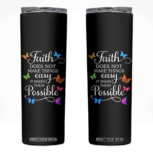 Christian Jesus Skinny Tumbler Butterfly Art Bible Verse Printed Faith Blessed Inspirational Girl TS10 Black Print Your Wear