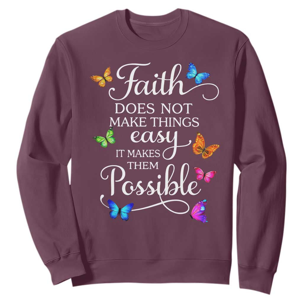 Christian Jesus Sweatshirt Butterfly Art Bible Verse Printed Faith Blessed Inspirational Girl TS10 Maroon Print Your Wear