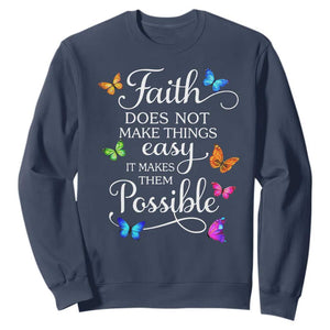 Christian Jesus Sweatshirt Butterfly Art Bible Verse Printed Faith Blessed Inspirational Girl TS10 Navy Print Your Wear