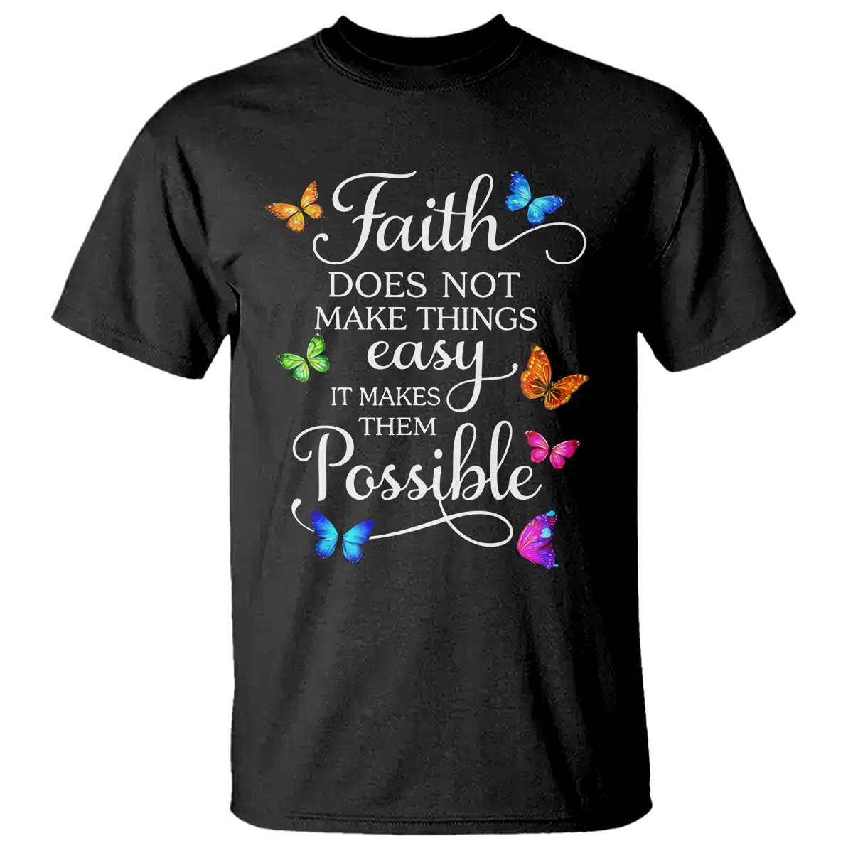 Christian Jesus T Shirt Butterfly Art Bible Verse Printed Faith Blessed Inspirational Girl TS10 Black Print Your Wear