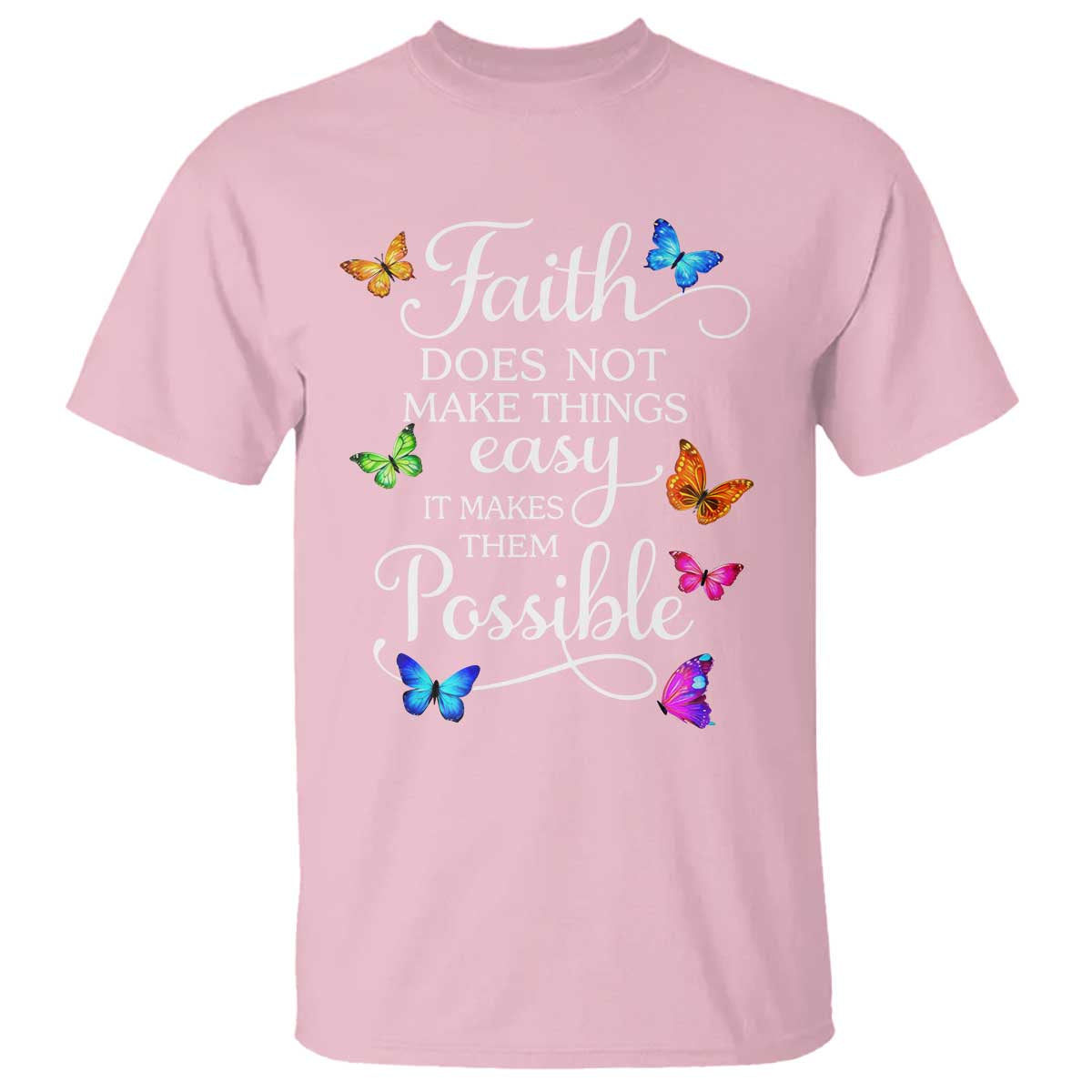 Christian Jesus T Shirt Butterfly Art Bible Verse Printed Faith Blessed Inspirational Girl TS10 Light Pink Print Your Wear