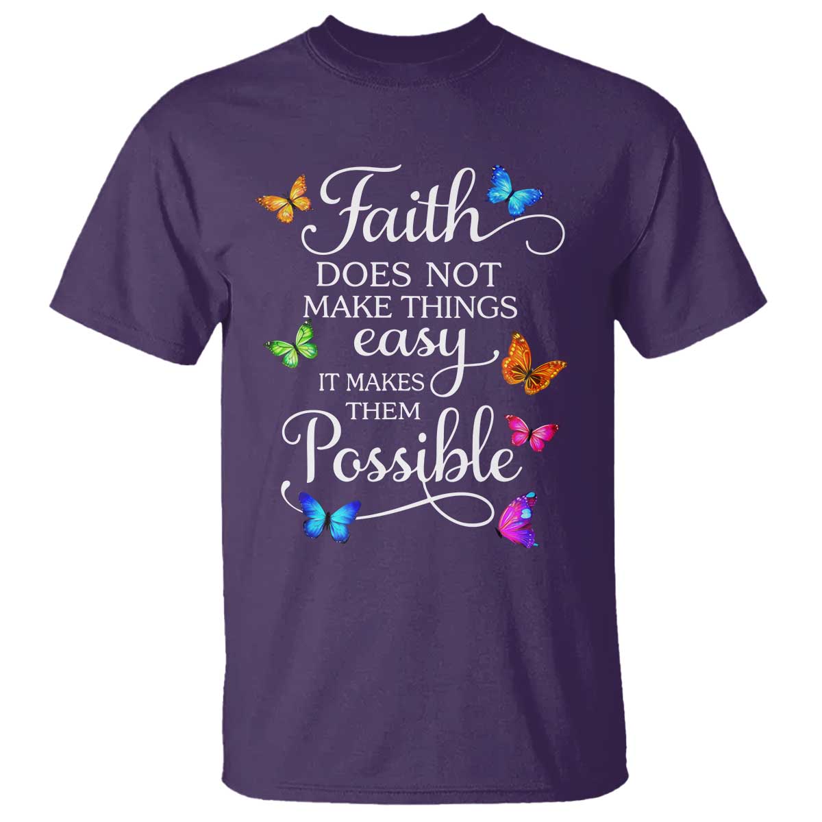 Christian Jesus T Shirt Butterfly Art Bible Verse Printed Faith Blessed Inspirational Girl TS10 Purple Print Your Wear