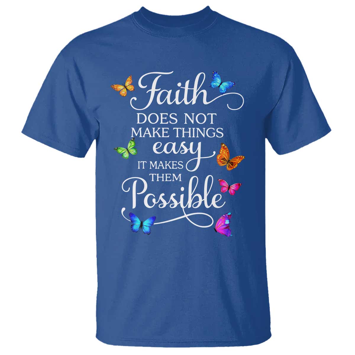 Christian Jesus T Shirt Butterfly Art Bible Verse Printed Faith Blessed Inspirational Girl TS10 Royal Blue Print Your Wear