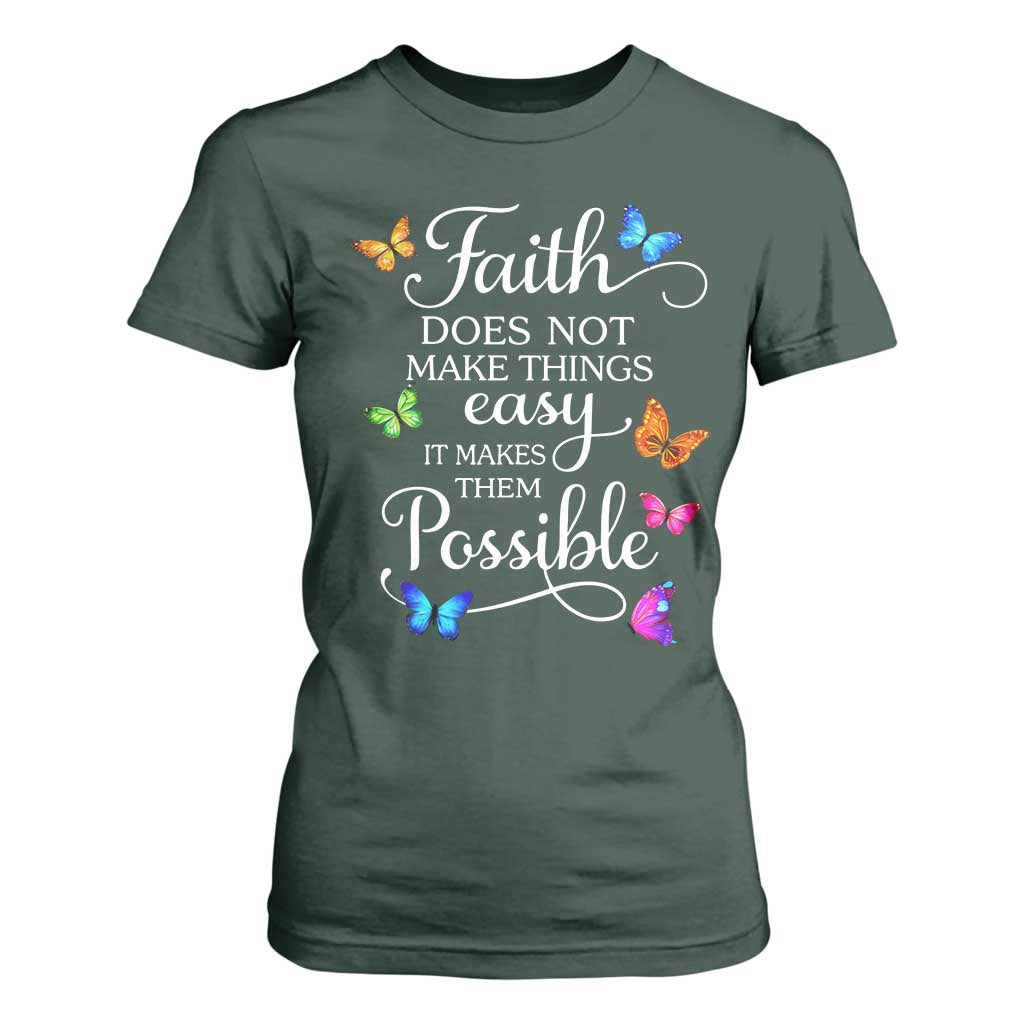 Christian Jesus T Shirt For Women Butterfly Art Bible Verse Printed Faith Blessed Inspirational Girl TS10 Dark Forest Green Print Your Wear