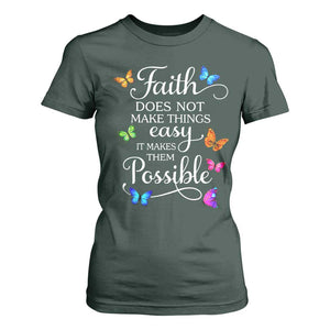 Christian Jesus T Shirt For Women Butterfly Art Bible Verse Printed Faith Blessed Inspirational Girl TS10 Dark Forest Green Print Your Wear