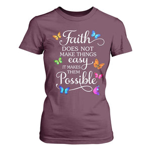 Christian Jesus T Shirt For Women Butterfly Art Bible Verse Printed Faith Blessed Inspirational Girl TS10 Maroon Print Your Wear
