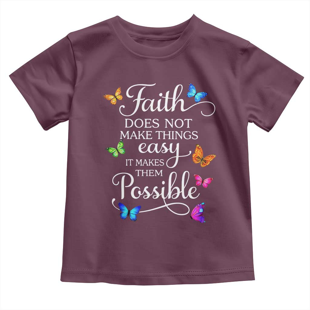 Christian Jesus Toddler T Shirt Butterfly Art Bible Verse Printed Faith Blessed Inspirational Girl TS10 Maroon Print Your Wear