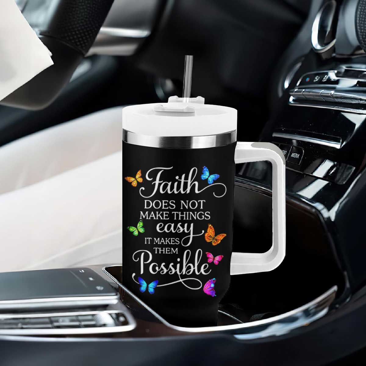 Christian Jesus Tumbler With Handle Butterfly Art Bible Verse Printed Faith Blessed Inspirational Girl TS10 Print Your Wear