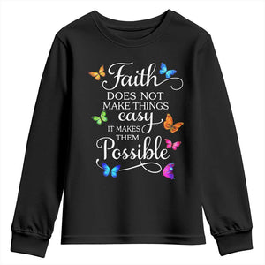 Christian Jesus Youth Sweatshirt Butterfly Art Bible Verse Printed Faith Blessed Inspirational Girl TS10 Black Print Your Wear