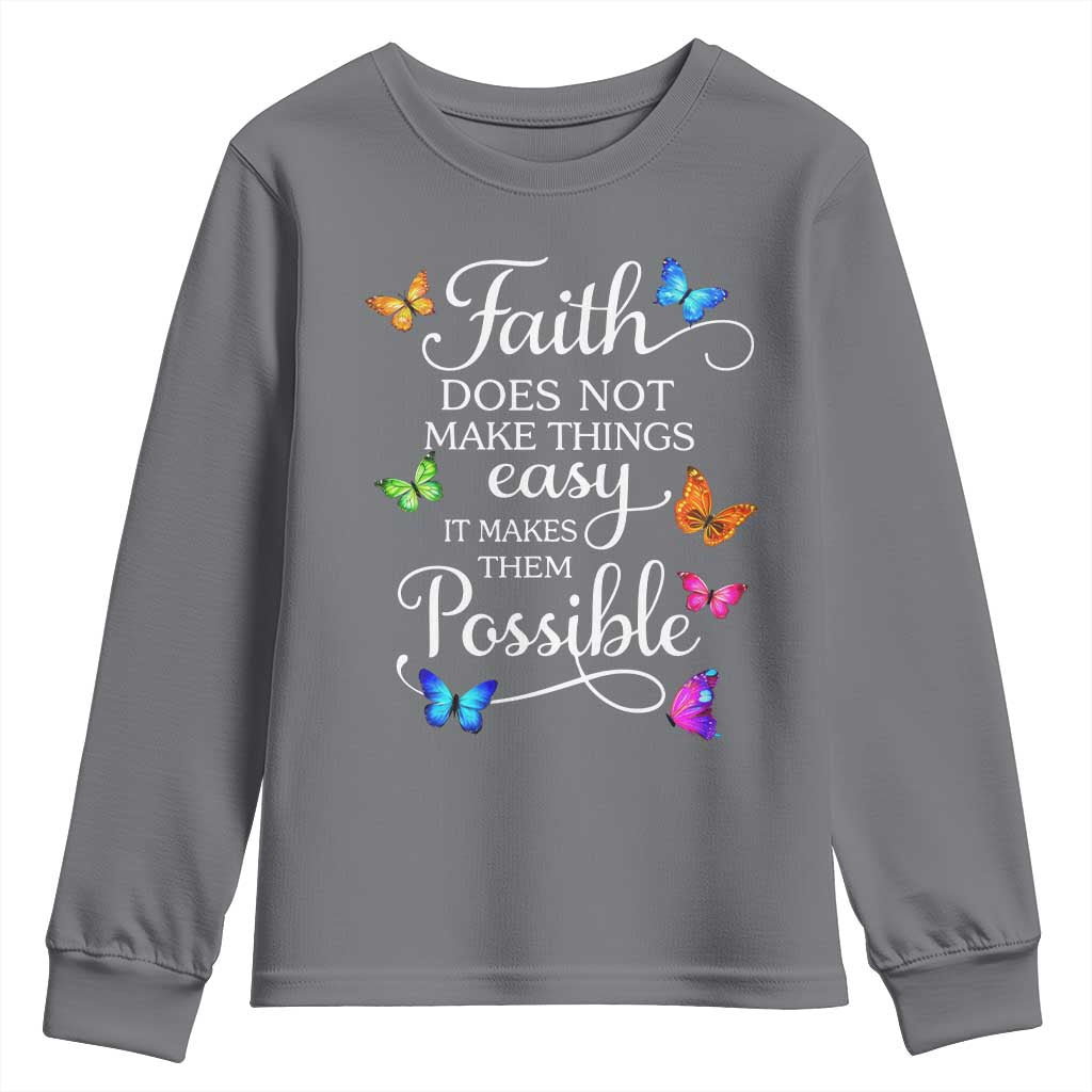 Christian Jesus Youth Sweatshirt Butterfly Art Bible Verse Printed Faith Blessed Inspirational Girl TS10 Charcoal Print Your Wear