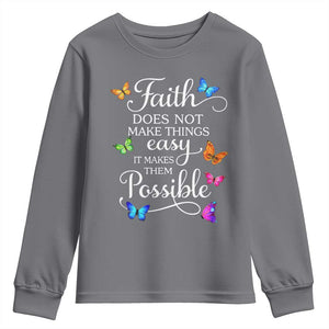 Christian Jesus Youth Sweatshirt Butterfly Art Bible Verse Printed Faith Blessed Inspirational Girl TS10 Charcoal Print Your Wear