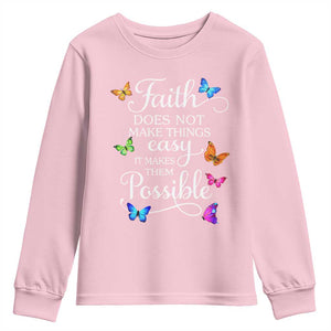 Christian Jesus Youth Sweatshirt Butterfly Art Bible Verse Printed Faith Blessed Inspirational Girl TS10 Light Pink Print Your Wear