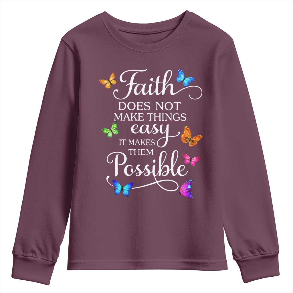 Christian Jesus Youth Sweatshirt Butterfly Art Bible Verse Printed Faith Blessed Inspirational Girl TS10 Maroon Print Your Wear