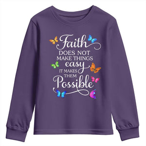 Christian Jesus Youth Sweatshirt Butterfly Art Bible Verse Printed Faith Blessed Inspirational Girl TS10 Purple Print Your Wear