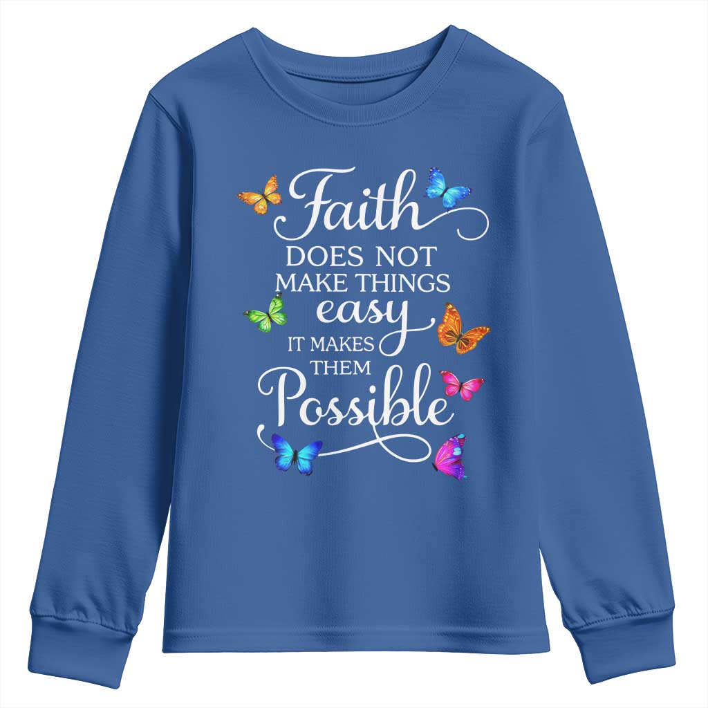 Christian Jesus Youth Sweatshirt Butterfly Art Bible Verse Printed Faith Blessed Inspirational Girl TS10 Royal Blue Print Your Wear