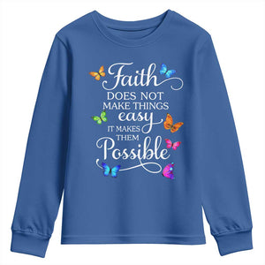 Christian Jesus Youth Sweatshirt Butterfly Art Bible Verse Printed Faith Blessed Inspirational Girl TS10 Royal Blue Print Your Wear
