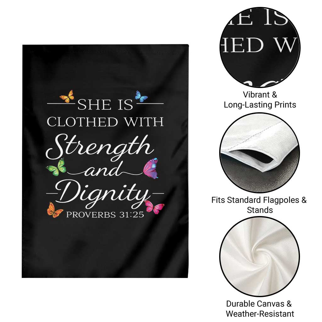 Christian Jesus Garden Flag Strength Dignity Encouraging Bible Verse Proverb Butterfly Art TS10 Print Your Wear