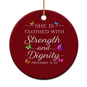 Christian Jesus Ceramic Ornament Strength Dignity Encouraging Bible Verse Proverb Butterfly Art TS10 1pc Red Print Your Wear