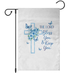Christian Jesus Garden Flag The Lord Bless You Encouraging Bible Verse Butterfly Art TS10 White Print Your Wear