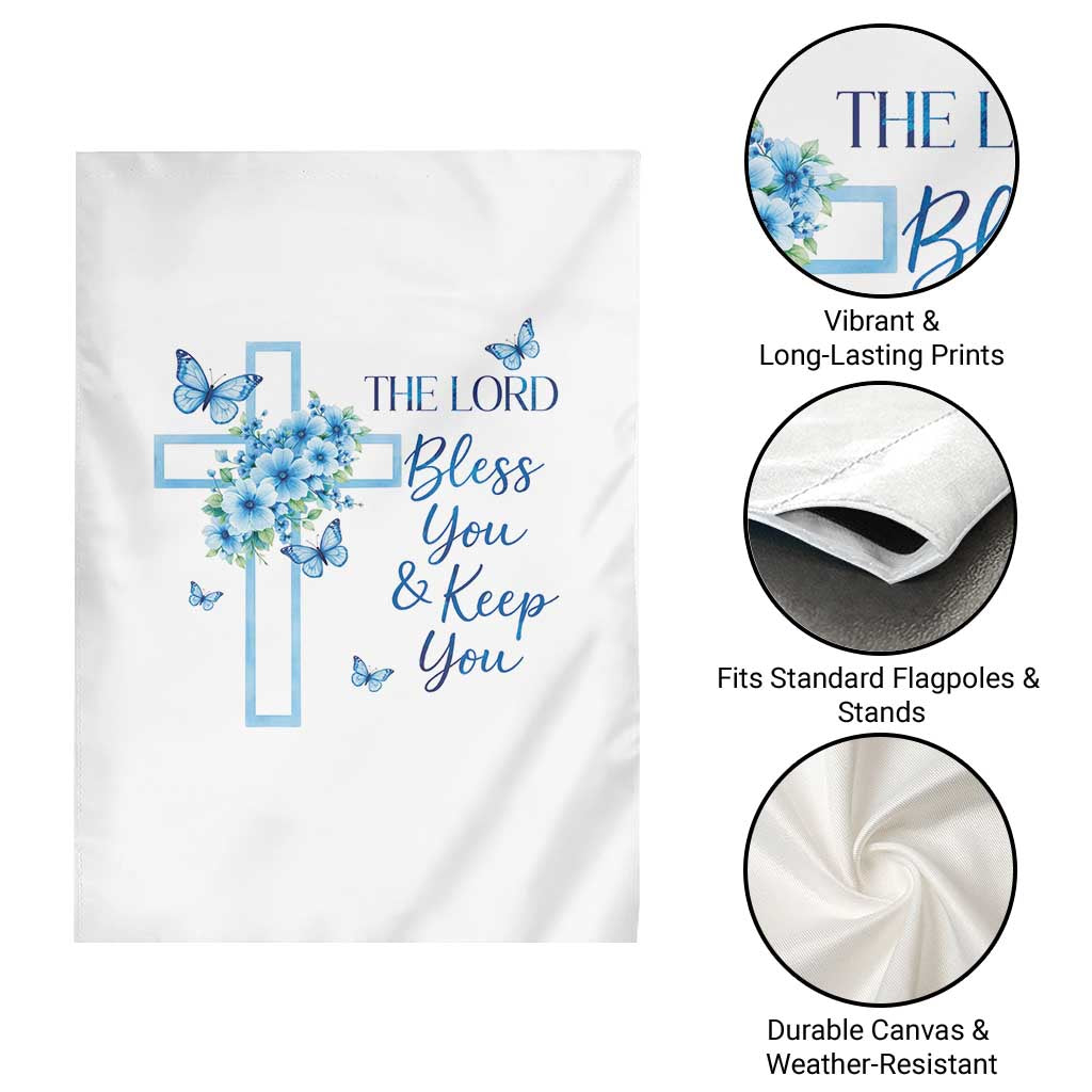 Christian Jesus Garden Flag The Lord Bless You Encouraging Bible Verse Butterfly Art TS10 Print Your Wear