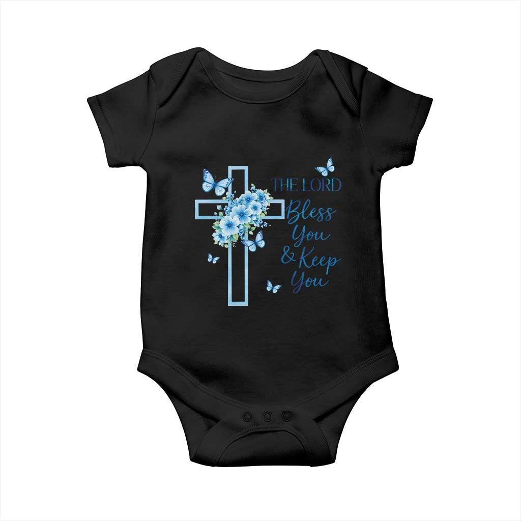 Christian Jesus Baby Onesie The Lord Bless You Encouraging Bible Verse Butterfly Art TS10 Black Print Your Wear
