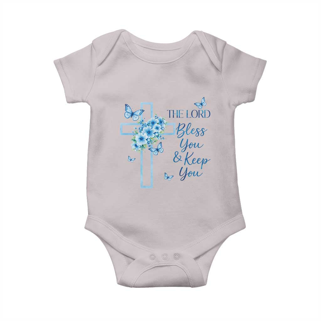 Christian Jesus Baby Onesie The Lord Bless You Encouraging Bible Verse Butterfly Art TS10 Ice Gray Print Your Wear