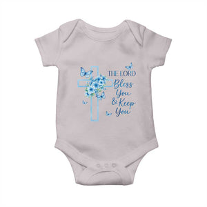 Christian Jesus Baby Onesie The Lord Bless You Encouraging Bible Verse Butterfly Art TS10 Ice Gray Print Your Wear