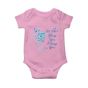 Christian Jesus Baby Onesie The Lord Bless You Encouraging Bible Verse Butterfly Art TS10 Light Pink Print Your Wear