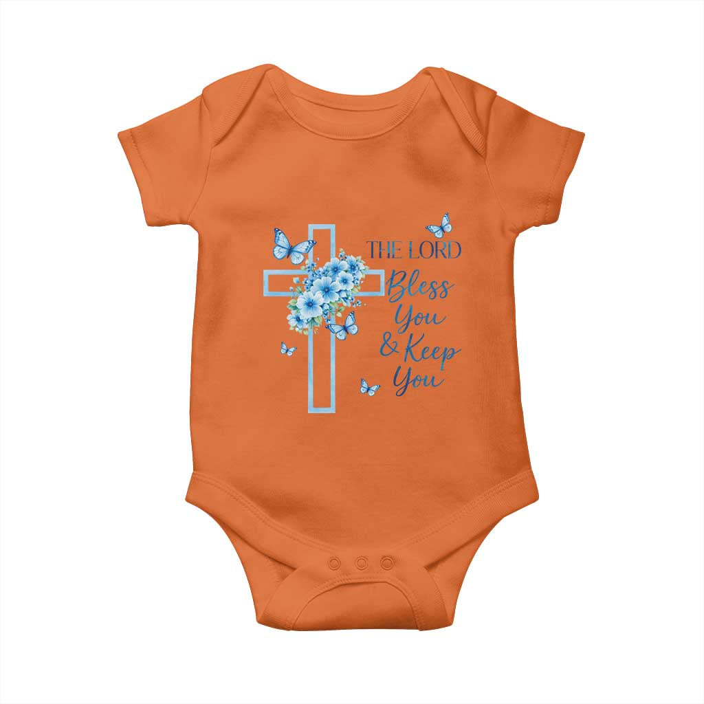 Christian Jesus Baby Onesie The Lord Bless You Encouraging Bible Verse Butterfly Art TS10 Orange Print Your Wear