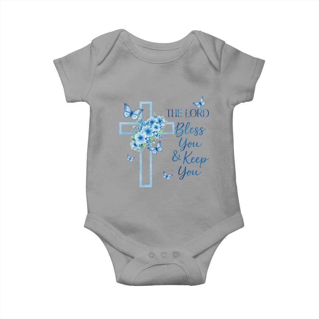 Christian Jesus Baby Onesie The Lord Bless You Encouraging Bible Verse Butterfly Art TS10 Sport Gray Print Your Wear