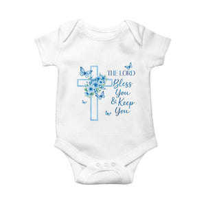 Christian Jesus Baby Onesie The Lord Bless You Encouraging Bible Verse Butterfly Art TS10 White Print Your Wear