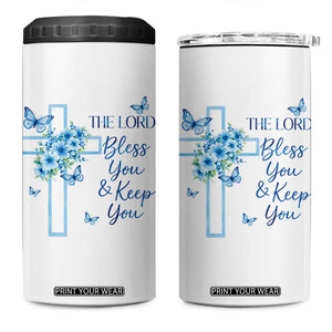Christian Jesus 4 in 1 Can Cooler Tumbler The Lord Bless You Encouraging Bible Verse Butterfly Art TS10 One Size: 16 oz White Print Your Wear