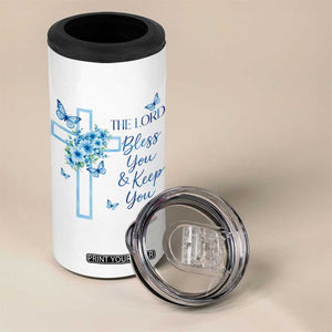 Christian Jesus 4 in 1 Can Cooler Tumbler The Lord Bless You Encouraging Bible Verse Butterfly Art TS10 Print Your Wear