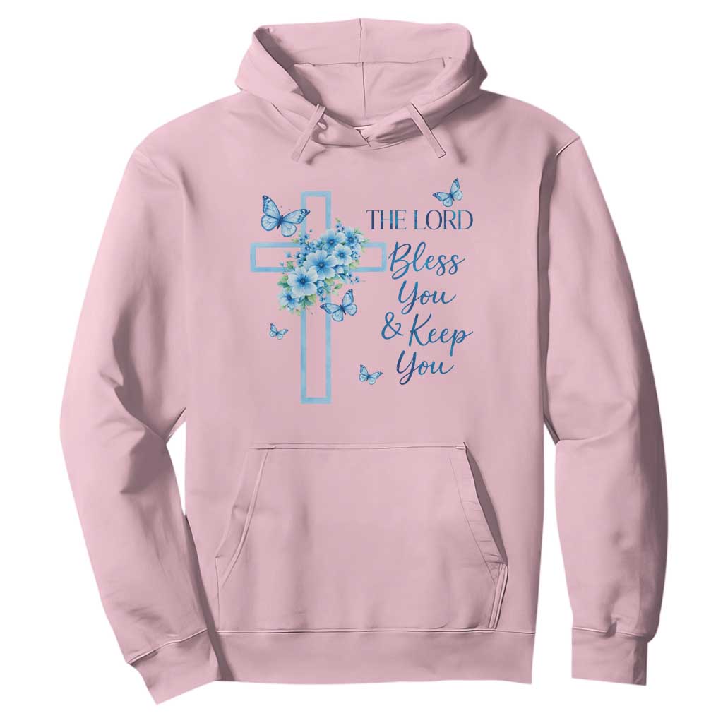Christian Jesus Hoodie The Lord Bless You Encouraging Bible Verse Butterfly Art TS10 Light Pink Print Your Wear