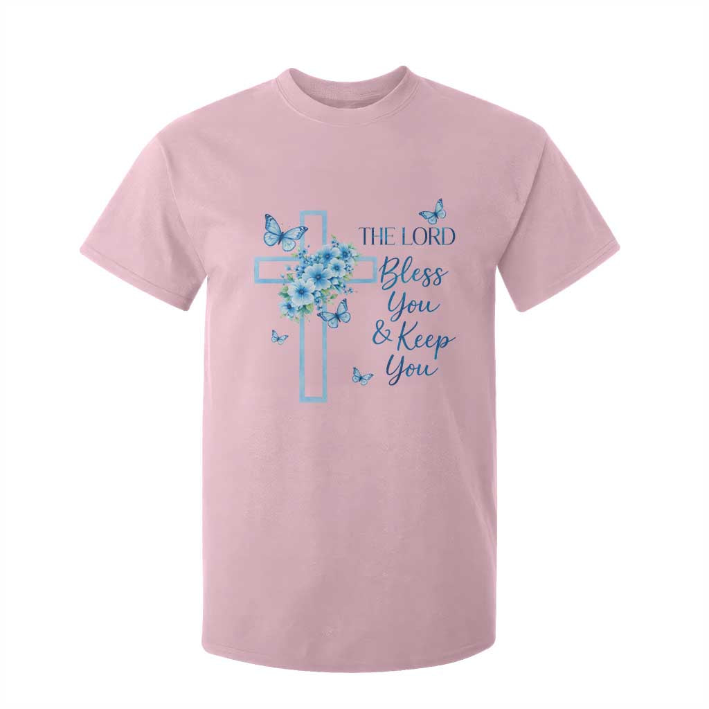 Christian Jesus T Shirt For Kid The Lord Bless You Encouraging Bible Verse Butterfly Art TS10 Light Pink Print Your Wear