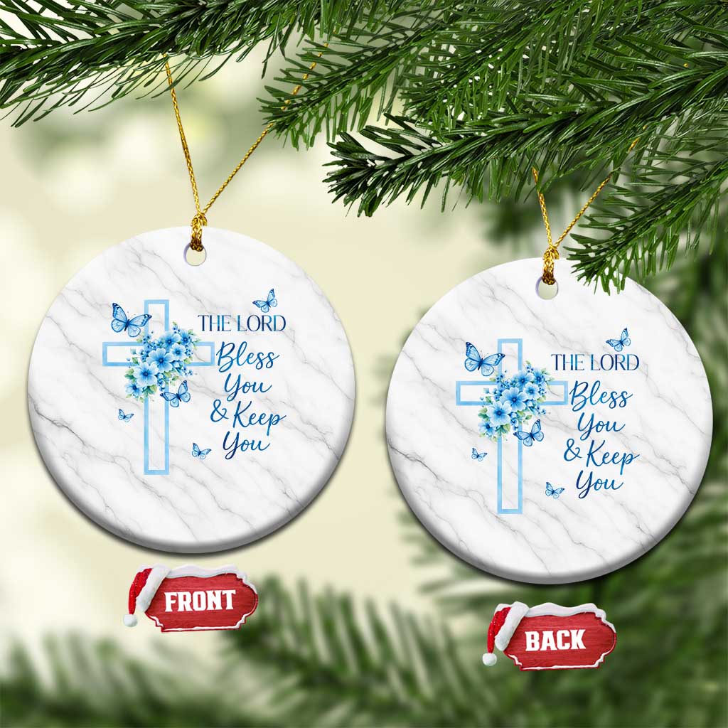 Christian Jesus Ceramic Ornament The Lord Bless You Encouraging Bible Verse Butterfly Art TS10 1pc White Marble Print Your Wear