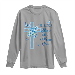 Christian Jesus Long Sleeve Shirt The Lord Bless You Encouraging Bible Verse Butterfly Art TS10 Sport Gray Print Your Wear