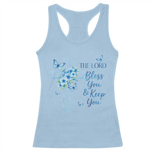 Christian Jesus Racerback Tank Top The Lord Bless You Encouraging Bible Verse Butterfly Art TS10 Light Blue Print Your Wear