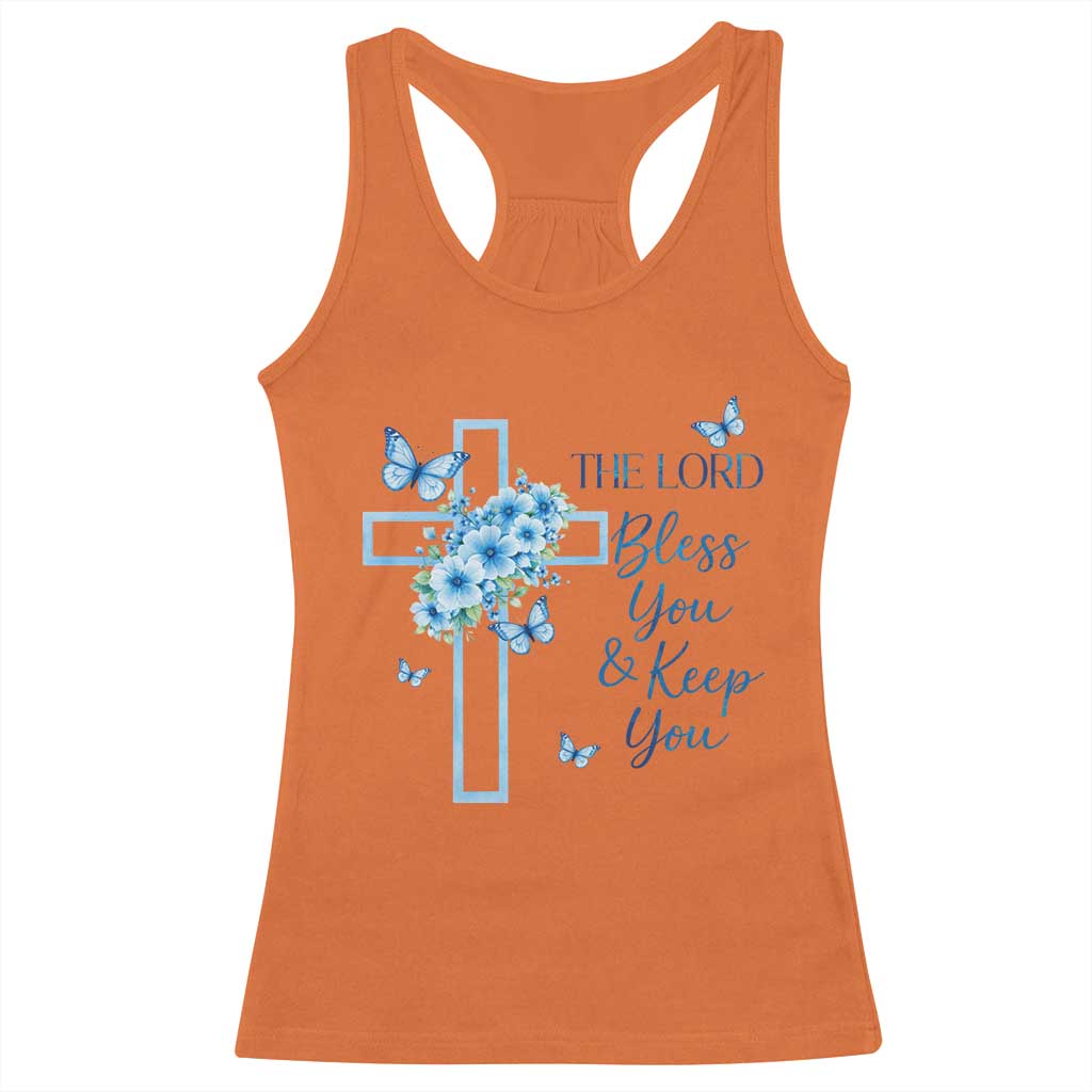 Christian Jesus Racerback Tank Top The Lord Bless You Encouraging Bible Verse Butterfly Art TS10 Orange Print Your Wear