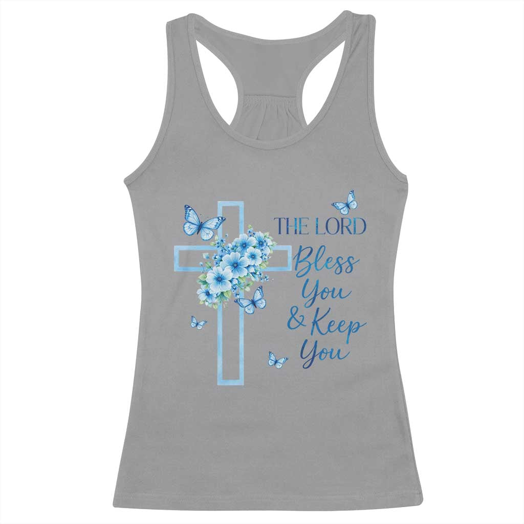 Christian Jesus Racerback Tank Top The Lord Bless You Encouraging Bible Verse Butterfly Art TS10 Sport Gray Print Your Wear