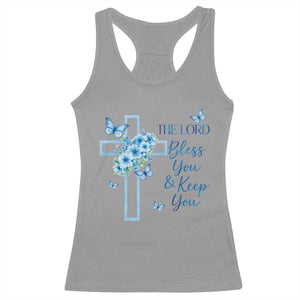 Christian Jesus Racerback Tank Top The Lord Bless You Encouraging Bible Verse Butterfly Art TS10 Sport Gray Print Your Wear