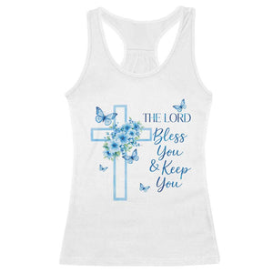 Christian Jesus Racerback Tank Top The Lord Bless You Encouraging Bible Verse Butterfly Art TS10 White Print Your Wear