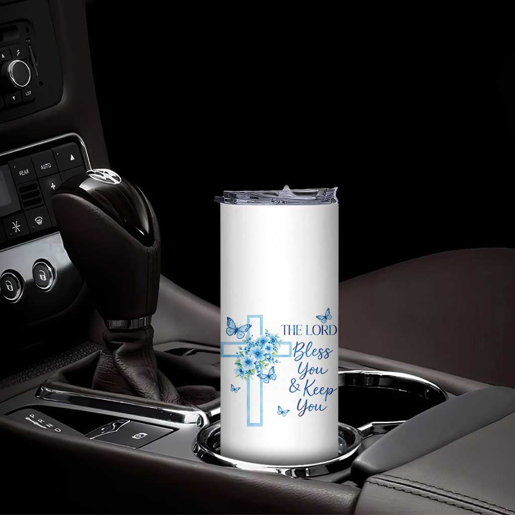 Christian Jesus Skinny Tumbler The Lord Bless You Encouraging Bible Verse Butterfly Art TS10 Print Your Wear