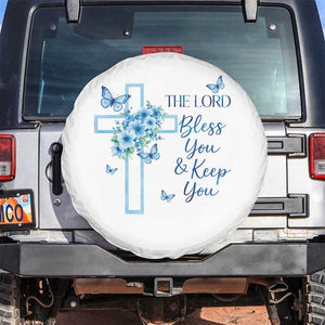 Christian Jesus Spare Tire Cover The Lord Bless You Encouraging Bible Verse Butterfly Art TS10 No hole White Print Your Wear