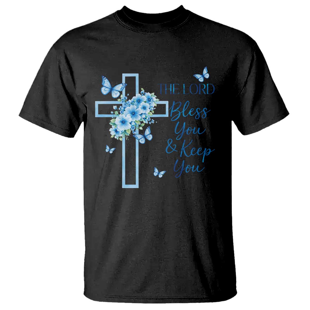 Christian Jesus T Shirt The Lord Bless You Encouraging Bible Verse Butterfly Art TS10 Black Print Your Wear