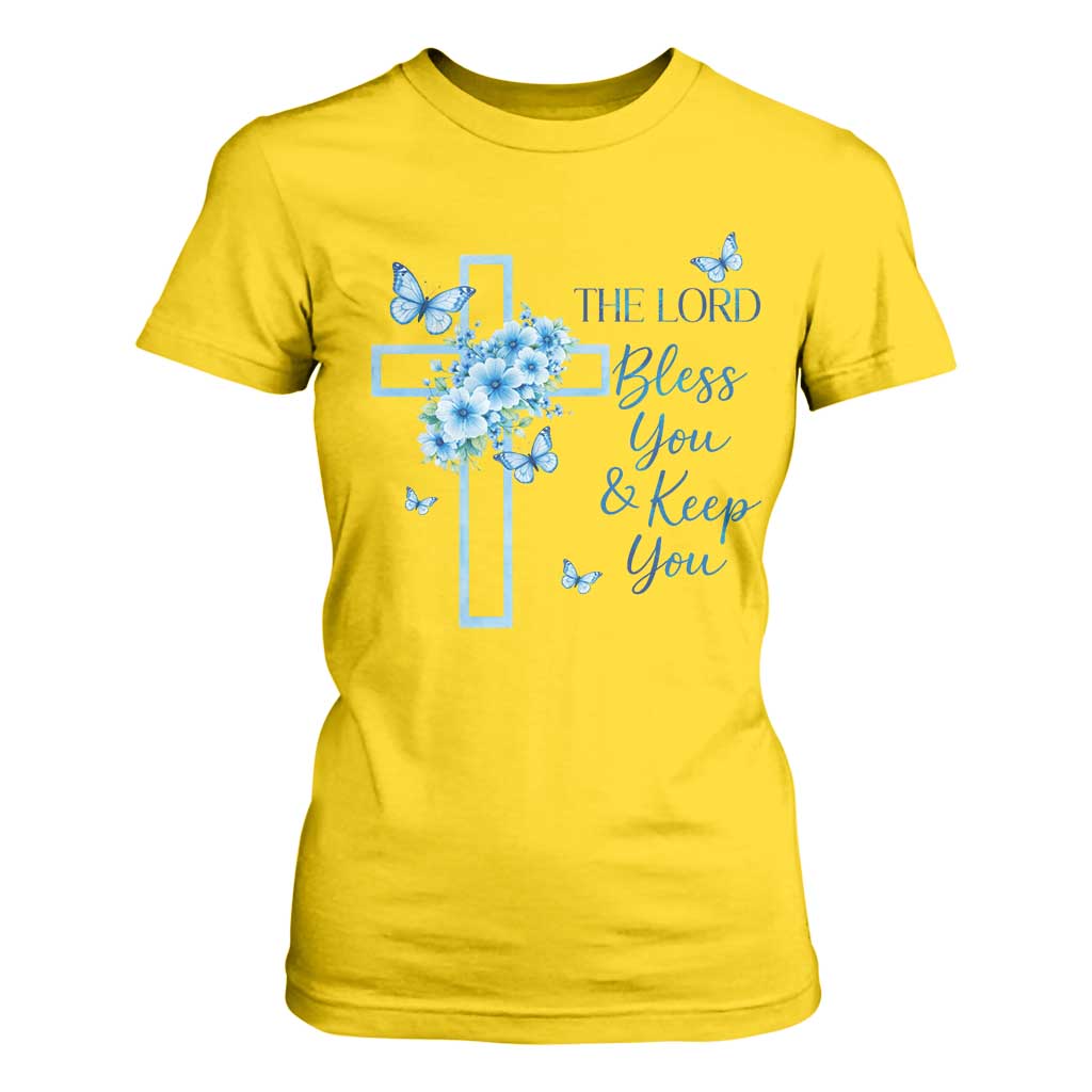 Christian Jesus T Shirt For Women The Lord Bless You Encouraging Bible Verse Butterfly Art TS10 Daisy Print Your Wear